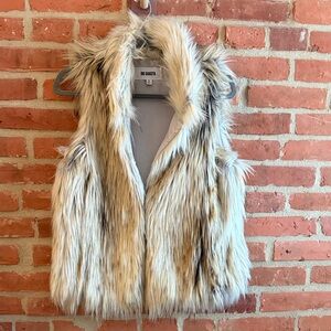 BB Dakota Faux Fur Vest in Cream and Brown